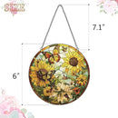 Sunflower Decor Suncatcher Stained Glass Window Hanging - Butterfly Stained Glass Suncatchers for Windows - Sun Catchers Indoor Window with Chain and Hook - Sunflower Gifts for Women Mom Teacher Gift by GreenHaven Gardens