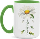 Lovely Daisy Flower Ceramic Mug, Customized Name On Floral Coffee Cup, Personalized Floral Accent Mug 11oz 15oz, Custom Daisy Lover Cup, Gift For Friend And Coworker, Novelty Daisy Mug by CozyNest Decor