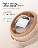 SWEETFULL Baby Stroller Fan - 4000mAh Rechargeable 4-Speed Quiet with LED Display & Night Light, Mini Portable 360° Clip On Safe Fan for Car Seat, Crib, Travel - Brown by TinyTreasures Baby Boutique