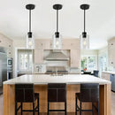 Black Pendant Lights Kitchen Island,Modern Farmhouse Glass Pendant Light,Light Fixture Kitchen Pendant Mini Hanging Light Fixture for Sink (1 Pack Black stem Rod) by CozyNest Decor