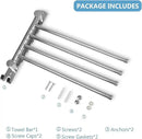 Bathroom Towel Rack JSVER Swivel 4 Arms Extended Towel Holder, SUS304 Stainless Steel Space Saving Towel Rack, Towel Racks for Bathroom, Kitchen by CozyNest Decor