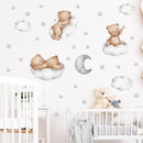Tedy Bear Wall Decals, Cute Bear Sleeping on The Moon Cloud Stars Wall Stickers, Cartoon Tedy Bear Wall Decor for Baby Kids Baby Room Nursery Decor (Tedy-Bear) by TinyTreasures Baby Boutique