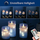 danip Sky Blue LED Flameless Candle, with Embedded Star String, 3-Piece Set of LED Candles, with 11 Button Remote Control, 24-Hour Timer Function, Dancing Flames, Real Wax, Battery Powered. by CozyNest Decor