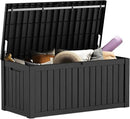 Mars Villa 119 Gallon Outdoor Storage Box Waterproof, Large Resin Deck Box for Pool Supplies Storage, Outdoor Patio Furniture Cushions, with Hydraulic Hinge, UV-Resistant and Weatherproof, Black by CozyNest Decor