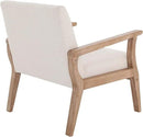 Mid Century Modern Accent Chair Set of 2, Linen Upholstered Living Room Accent Armchair with Wood Frame, Farmhouse Chair for Living Room Bedroom, Ivory