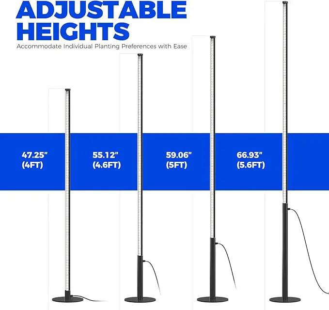 Barrina T10 Pro Standing Grow Light with Timer, 42W, 5000K, Full Spectrum Vertical Tall Grow Lights for Indoor Plants, Wide Coverage, 4FT to 5.6FT Height with Foot Switch, for Flower and Tall Plants, photo 4 of 9