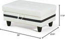 Ottoman Rectangular Storage Ottoman Bench, Faux Leather Footrest, Coffee Table, Stool Footstool with Hinged Lid for Living Room, Bedroom, Entryway, White with Black Strip, 35"x23.5"x17.5" by CozyNest Decor