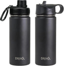 DRINCO Stainless Steel Water Bottle Spout Lid Vacuum Insulated Double Wall Water Bottle Wide Mouth (40oz 32oz 22oz 18oz 14oz) Leak Proof Keeps Cold or Hot (18 oz, 18oz Black) by CozyNest Decor