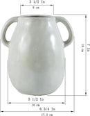 White Ceramic Vase with 2 Handles, Modern Farmhouse Decor, Rustic Terracotta Pottery, Decorative Flower Vases, Clay Small Vase, Centerpiece for Dining Table - 7 Inch Tall by GreenHaven Gardens