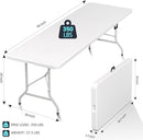 HLPB Folding Table Picnic Table, 8 ft Portable Camping Table with Handle and Safety Locks, Foldable Table Plastic Dining Table Indoor Outdoor for Camping, Picnic and Party by GreenHaven Gardens