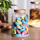 Thicken Glass Storage Jar, Food Storage Container/Canisters with Airtight Wooden Lid for Tea, Coffee, Honey, Cacao Powder,BPA Free Perfect as a Cereal Dispenser (7.6inch 2pcs) by CozyNest Decor