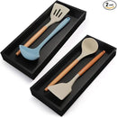 Bamboo Kitchen Drawer Organizer - Set of 2, Stackable Utensil Organizers, Wooden Storage Box Tray for Cabinet, Pantry, Bathroom Countertop, Multi-use Organization and Storage (Black) by CozyNest Decor