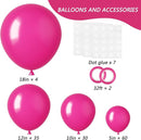 RUBFAC 129pcs Hot Pink Balloons, Latex Magenta Pink Balloon Arch Kit Garland Different Sizes 18 12 10 5 Inch for Birthday Baby Shower Wedding Princess Theme Party Decoration by TinyTreasures Baby Boutique