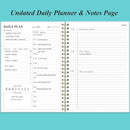 Daily Planner Undated - B5 To Do List Notebook Hourly Schedules, Spiral Appointment Planner for Women and Men, PVC Hardcover, Inner Pocket, Elastic Closure, 7" x 10", Teal Flowers by TinyTreasures Baby Boutique