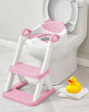 Forbena Girls Potty Training Seat with Step Stool Ladder, Pink Toilet Potty Seat for Baby Girl Toddlers, Kids Chair Stairs with Handles and Soft Cushion (White and Pink) by TinyTreasures Baby Boutique