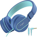 AILIHEN Kids Headphones, I35 On-Ear Headphones for School, Safe Volume 93dB, HD Mic Stereo Headphone for Kid Girls Boys, Foldable 3.5mm Wired for Chromebook, Laptop, Computer, Tablet (Blue) by TinyTreasures Baby Boutique
