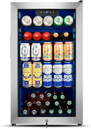 Tylza 130 Can Beverage Refrigerator Cooler, 3.22 Cu.Ft Beverage Cooler with Low-E Glass Door, Safety Lock, Beverage Fridge for Soda, Beer, Wine, Mini Fridge for Home, Office, Bar, Bedroom, Silver by CozyNest Decor