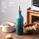 Sweejar Large Olive Oil Dispenser Bottle with Spout, 24 Oz Ceramic Oil Dispenser for Kitchen, Relief Opaque Oil Cruet, Oil Container for Cooking, EVOO, Avocado Oil, Vinegar, Pack of 1 (Gradient Blue) by CozyNest Decor