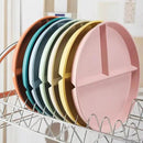 9" Unbreakable Divided Plates Set of 5, Wheat Straw Plate Reusable Dinnerware Portion Control Plates, Round Bariatric Plastic Plate for Kids Adults, BPA-free, Dishwasher Safe by CozyNest Decor