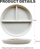 greenandlife 9 Inch 4PCS Unbreakable Portion Control Plates, Divided Plates for Kids Adults, Dishwasher & Microwave Safe Compartment Plate, Lightweight Reusable Wheat Straw Plate, BPA Free by CozyNest Decor