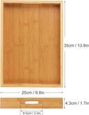3 Pack Large Bamboo Serving Tray with Handles, 14 x 10 inch Wooden Dinner Tray, Home Kitchen Breakfast Trays for Living Room Bedroom Kitchen Dinner Table, Picnic by CozyNest Decor
