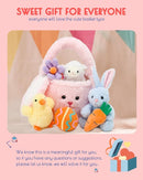7 Piece Plush Stuffed Animals Playset Toys with Rabbit, Chick, Lamb, Carrot, Egg, Flower, Furry Bag, Soft Basket Set Toys for Girls Kids Ages 3+, Birthday Christmas Valentines Easter Party Favors by TinyTreasures Baby Boutique