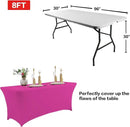 IVAPUPU 2 Pack 8FT Table Cloth for Rectangular Fitted Events Stretch Fuchsia Table Covers Washable Cover Spandex Tablecloth Protector for Party, Wedding, Cocktail, Banquet, Festival by CozyNest Decor