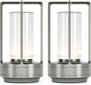 Portable Metal Table Lamp for Indoor/Outdoor ,Rechargeable Cordless LED Lamp, 3-Colour Infinitely Dimming Battery Powered Small Desk Lamp, Restaurant/Bedroom/Bar/Coffee/Camping Light (Sliver Set of 2) by CozyNest Decor