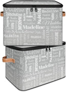 Custom Storage Basket with Name, Personalized Storage Bins with Zipper Lid, Foldable Fabric Storage Box Large capacity with Handle Grey by TinyTreasures Baby Boutique