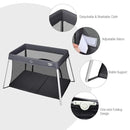 BABY JOY Baby Foldable Travel Crib, 2 in 1 Portable Playpen with Soft Washable Mattress, Side Zipper Design, Lightweight Installation-Free Home Playard with Carry Bag, for Infants & Toddlers (Grey) by TinyTreasures Baby Boutique