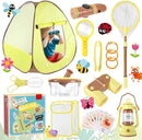 STEM Outdoor Exploration Kit for Kids Ages 3-12, 21PCS Bug Catcher Set with Pop-Up Tent Binoculars Magnifying Glass Camping Adventure Educational Toys Gift for Boys Girls Bug Catcher Kit for Toddlers by TinyTreasures Baby Boutique