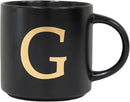 COLLECTIVE HOME - Monogram Ceramic Mugs, 15 oz Golden Initial Black Coffee Cups, Elegant Alphabet Tea Mugs, Elegant Personalized Mug with Gift Box, Unique Mug with Double Side Capital Lette (G) by CozyNest Decor