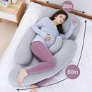 AS AWESLING 60in Full Body Pillow | Nursing, Maternity and Pregnancy Pillow | Extra Large U Shape Pillows with Detachable Side, Separate Support Pillow and Removable Cover (Velvet and Jersey Grey) by TinyTreasures Baby Boutique