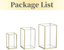 Glass Hurricane Candle Holder Large - Hewory 3pcs Gold Rectangle Flower Holders Centerpiece for Table, Tall Floor Square Pillar Candle Lantern for Wedding, Anniversary, Party, Fireplace, Dining Room by CozyNest Decor