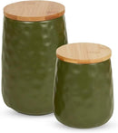 DII Kitchen Accessories Collection, Textured Matte Ceramic Canister Set, Sage, Dimple, 2 Piece by CozyNest Decor