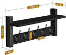 Sorbus Coat Hooks Wall Mount with Shelf – 24 Inch Coat Rack Wall Mount with 5 Heavy Duty Hooks – Floating Wall Shelf with Hooks for Entryway, Bathroom, Bedroom, Kitchen, or Mudroom (Black) by CozyNest Decor