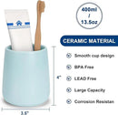 Bathroom Tumbler Cup Ceramic 2Pcs 13.5oz Reusable Toothbrush Cup 400ml,Toothbrush Holder Adequate for Your Bathroom (Cyan) by CozyNest Decor