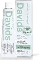 Davids Hydroxi Fluoride Free Nano Hydroxyapatite Toothpaste for Remineralizing Enamel & Sensitive Relief, Whitening, Antiplaque, SLS Free, Natural Peppermint, 5.25oz, Made in USA by CozyNest Decor