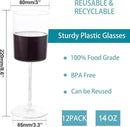 Ciaell 12 Pack Clear Plastic Wine Glasses - 14Oz Plastic Wine Glasses with Stem - Disposable Stemmed Wine Glass for Parties & Weddings & Outdoor by CozyNest Decor