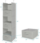 MAX Houser 6 Tier Shelf Hanging Closet Organizer, Closet Hanging Shelf with 2 Sturdy Hooks for Storage, Foldable (Light Grey-D3) by CozyNest Decor