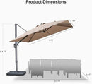 PURPLE LEAF 9 FT Cantilever Patio Umbrella Outdoor Aluminum Offset Square Umbrella with 3 Years Fade Resistance Recycled Fabric and 360-degree Rotation for Deck Pool Garden, Sand Dune by GreenHaven Gardens