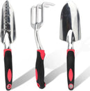 Garden Tool Set, 3PCS Heavy Duty Aluminum Gardening Tools with Soft Non-Slip Ergonomic Handle, Including Hand Trowel, Transplant Trowel and Cultivator Hand Rake for Planting, Digging, Weeding by GreenHaven Gardens