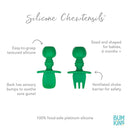 Bumkins Baby Utensils Set, Chewtensils Silicone Spoons for Dipping, Self-Feeding, Baby Led Weaning, Trainer Learning, First Stage Eating, Soft Practice Fork and Spoon, Babies 6 Months, Jade Green by TinyTreasures Baby Boutique