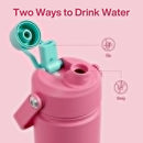 Kids Insualated Water Bottle with Straw - 12oz Stainless Steel Water Bottle with Dual Spouts, Leak-Proof, BPA-Free, Double Wall Vacuum Keeps Cold for 24 Hours for Sports, Travel, School (Tulip) by CozyNest Decor
