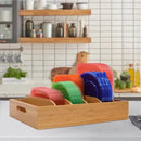 2 Pack Bamboo Lid Holder Food Container, Kitchen Organizer with 5 Adjustable Dividers, Cabinet Organizer for Food, Kitchen Gadget, Container Lids by CozyNest Decor
