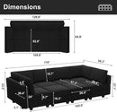 Belffin Modular Sectional Sofa with Storage Chaises Sleeper Couch 8 Seat Sectional Sofa Bed Black by CozyNest Decor