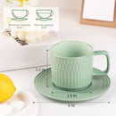 Large Cappuccino Cups with Saucers Set of 4, 8 Ounce Stackable Embossed Ceramic Coffee Mugs for Specialty Coffee Drinks, Latte, Cafe Mocha and Tea, Dishwasher & Microwave Safe (Green) by CozyNest Decor