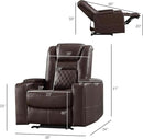 CANMOV Electric Power Recliner Chair with USB Ports and Cup Holders, Breathable Leather Home Theater Seating with Hidden Arm Storage (Red Brown) by CozyNest Decor