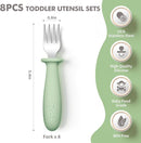 DRKIO 8 Pieces Toddler Forks Set - Baby Forks with Silicone Handle Children safe 18/8 Stainless Steel Toddler Utensils Set for Self Feeding Kids Silverware Anti-Choke Design Food Grade Dishwasher Safe by TinyTreasures Baby Boutique