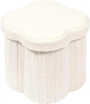 B FSOBEIIALEO Storage Ottoman Cube, Flowers Shaped Ottomans with Storage Foot Stool Footrest for Lving Room, Boucle Ottoman Seat for Dorm Room,Faux Teddy Fur, Cream White 12.6"x12.6"x12.6" by CozyNest Decor